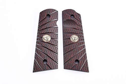 Wilson Combat 1911 Grips, Full-Size, Black G10, Aggressive Starburst Pattern (Black Cherry -Flat Bottom)