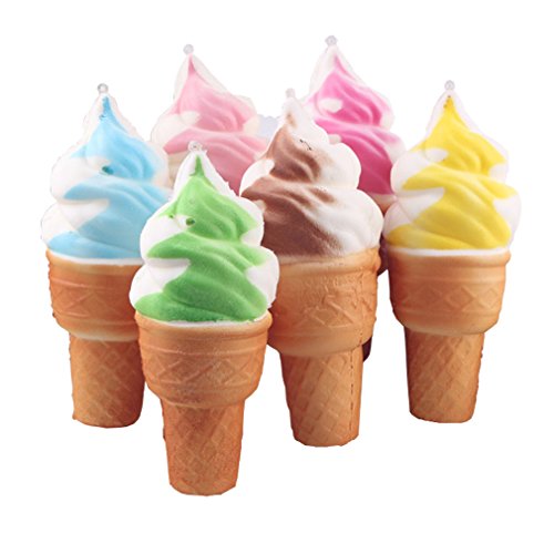 Bingole 1PC Random Color Super Cute Jumbo Torch Ice Cream Squishy Sundae Squeeze Toys Bag Cell Phone Strap Charms