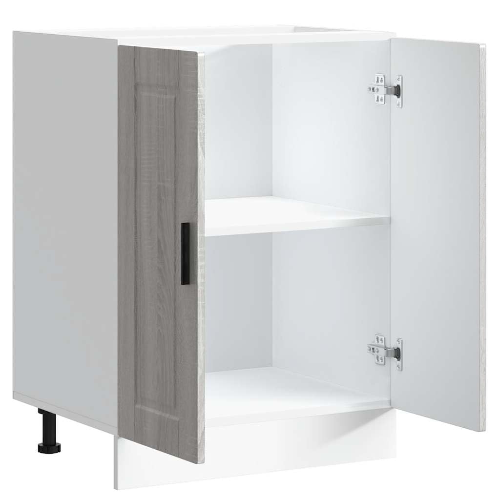 Porto - Mobiletto da cucina in legno Sonoma, 60 x 46 x 81,5 cm, con vano portaoggetti, piedini regolabili, porta e materiale robusto, per cucina, sala da pranzo, dispensa e organizer