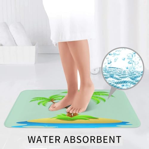 Alfombras de baño antideslizantes juego de 3 alfombrillas de palmeras 3D de poliéster 7