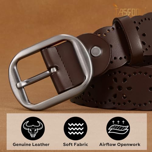 JASGOOD Women's Hollow Flower Genuine Leather Belt for Jeans Pants Wide Belt for Ladies4