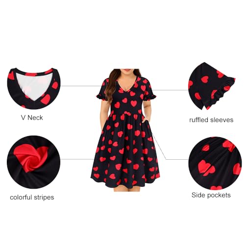 Image of RITERA Plus Size Dresses for Curvy Women Summer Spring Womens Dress V Neck Short Sleeve Casual Dress with Pockets XL-5XL