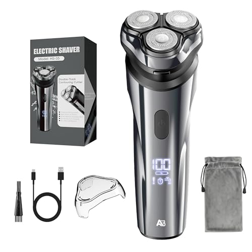 ABGAB Men's Cordless Electric Razor, 4D Pivoting Shaving System, IPX7 Waterproof...