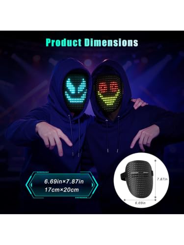NHZOTUD LED Light Up Mask with Gesture Sensing, Toys Gifts| Face-transforming Halloween Costume Mask, 50 Patterns, Rechargeable,Gifts for Christmas Birthday Cosplay Party,Cool Toys For Kids Adults - image 7
