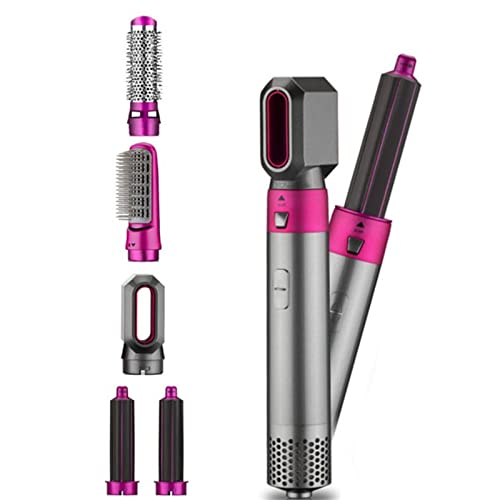 orglace Fer à boucler 5 en 1 - Sèche-cheveux électrique ionique - Sèche-cheveux - Brosse rotative - Outils de coiffure - Violet Cover
