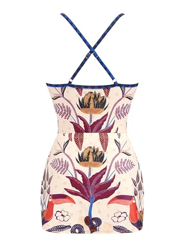Image of ZAFUL Women's One Piece Swimsuit with Skirt V Neck Colorblock Bathing Suit | Front Cut Out Swimsuit Criss Cross One Piece Bathing Suit