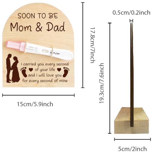 Image of FREEBLOSS Wooden Pregnancy Announcement For Dad Soon to Be Mom&Dad Pregnancy Test Keepsake Wooden Sign Baby Surprise Pregnancy Announcement Sign Fun Ways to Announce Pregnancy To Be Gifts