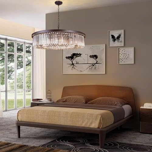 MEELIGHTING Oil Rubbed Bronze Crystal Chandeliers Modern Contemporary Ceiling Lights Fixtures Pendant Lighting for Dining Room Living Room Chandelier D33.5 8 Lights - Thumbnail 2