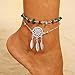Yean Bracelet de cheville Boho turquoise avec pendentif en forme de plume pour femme et fille