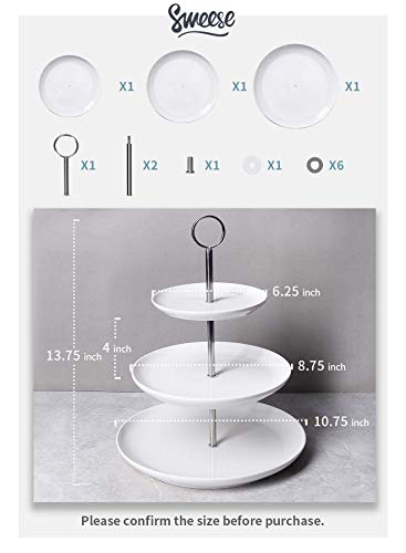 Sweese 735.101 3 Tier Cupcake Stand- White Porcelain Cake Stand- Dessert Stand, Tiered Serving Trays For Parties #TOP1