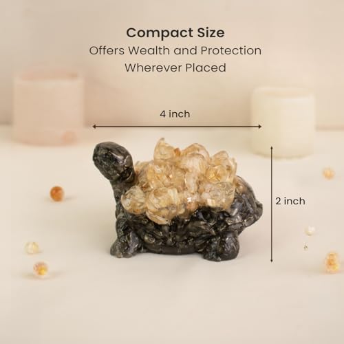 Image of Astrotalk Dhan Labh Tortoise with Pyrite & Citrine | Pyrite Tortoise for Wealth, Prosperity & Financial Growth | Tortoise for Good Luck for Home & Office | Vastu Home Decor | Housewarming Gift
