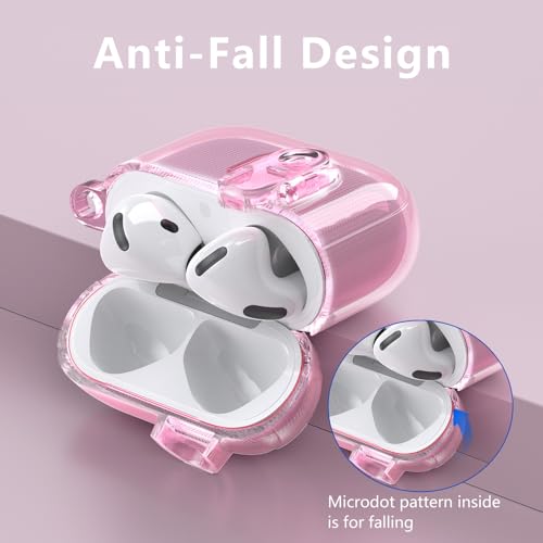 Image of (with Safety Lock) Clear Case Compatible with Cute Apple Airpods 4 Cases 2024 Women, VISOOM Soft TPU Transparency Air pods 4 Gen Cases iPods 4 Earbuds Case Girl Bling Keychain for Airpod iPod 4th Gen
