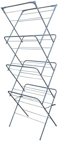 CLOTHES AIRER LAUNDRY DRYER CONCERTINA WINGED TOWER INDOOR OUTDOOR PATIO HORSE (White, 4 Tier)