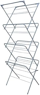 CLOTHES AIRER LAUNDRY DRYER CONCERTINA WINGED TOWER INDOOR OUTDOOR PATIO HORSE (White, 4 Tier)