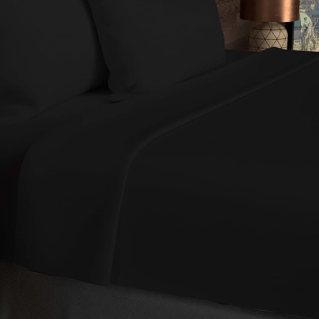 Soleil d'ocre, Flat Sheet, Cotton, 57 Threads, Black, 240 x 290 cm
