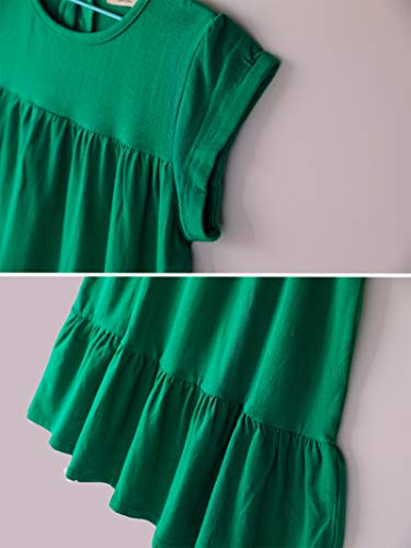 Image of Youwon Girls Dress Long Short Sleeve Solid Color Tunic A-Line Tiered Swing Dress 2-6 7-16