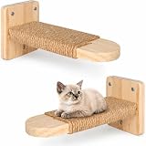 Katzentreppe Wand,2 Stufen Kletterwand für Katzen,Wandliege Kletterwand Katzen mit Juteseil zum Kratzen, DIY Kletterwand, Katzenfür Katze Klettern Spielen.