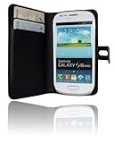 Noble pero discreto look ENERGMiX Samsung Galaxy S3 Mini Funda Carcasa Case Funda Wallet Libro con Función de Soporte Negro