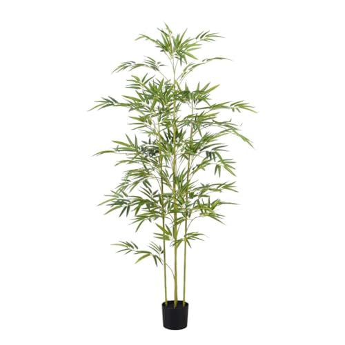 4.0 FT Artificial Bamboo Tree, Fake Bamboo Plants Indoor with Lifelike Trunk and Silk Leaves, Faux...