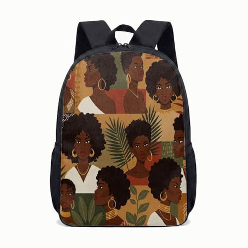 African Tribal Art Print Backpack, 17 Inch Ethnic Woman Silhouette