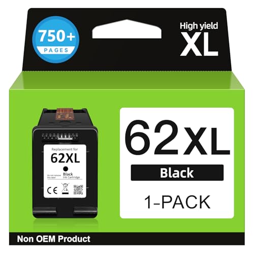 62XL Druckerpatronen Schwarz- 750+ Seiten Kompatible für HP 62 Schwarz Original für HP62 Druckerpatrone 62 Schwarz 62 XL für OfficeJet 200 250 5742 5740 Envy 7640 5540 5640 5544 5646 5548 5545