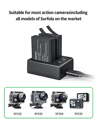 Surfola AB30 Action Camera Battery Pack, Rechargeable Batteries thumb #4