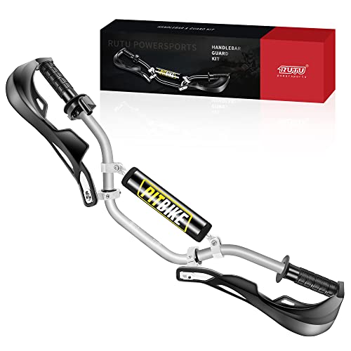 Rutu Universal 7/8" Cnc Motrocycle Handlebar & Handguards Kit With Grips-Chest Pad-Throttle Housing Clamp,All-Round Protection Of Riding Safety,Fit Crf Yzf Kxf Klx Rmz Drz Pit Bike Atv-Black&Silver #TOP21