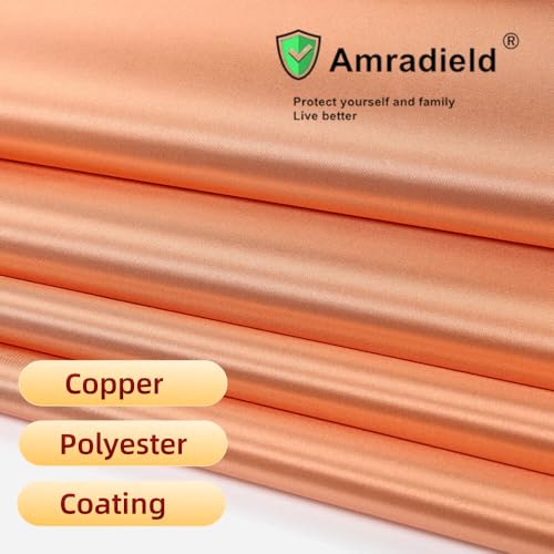 Pure Copper Fabric Blocking RFID/RF-Reduce EMF/EMI Protection Conductive Fabric for Smart Meters Prevent from Radiation/Singal/WiFi Golden Color 78"x43" inch