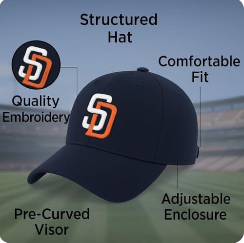 Gorra oficial ajustable con logo bordado San Diego Navy miniatura 5