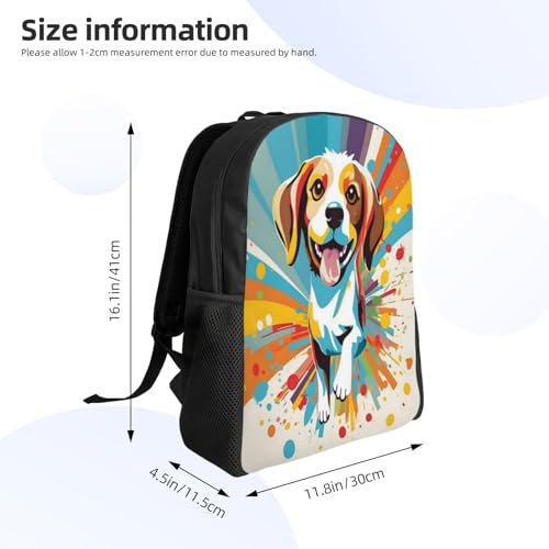 Comfort Fit Unisex Happy Puppy Colorful Art Backpack Durable for Daily Commute & Travel Adventures 16 Inch4