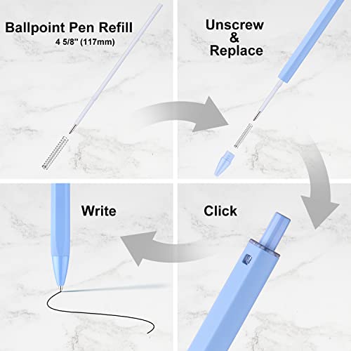 Linfanc 12 Pack Ballpoint Pens, Cute Pastel Pens For Note Taking, Black Ink Medium Point 1.0Mm Retractable Journaling Pens, Smooth Writing Aesthetic Pens Office Supplies For Women & Men #TOP2