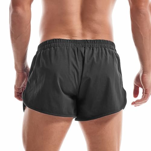 AMY COULEE Mens Lounge Shorts Workout Gym Shorts Lightweight Split Side Cotton Sleep Bottoms2