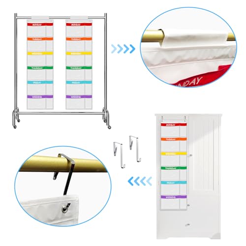 ABCKEY Rainbow Weekly Kids Clothes Organizer for Daily Activity,Portable Kids Clothes Storage White (White) - Thumbnail 6