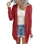 JOCAFIYE Damen Cardigan Lang Dünne Jacke Langarm Leichter Cardigan Elegante Schulterjacke Top Cas...