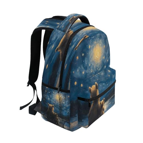 Funny Bear Sky Galaxy Backpack for School Boys Girls Adults Kids Bookbag Laptop Bag 15L2