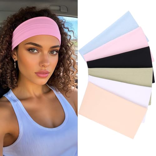 TuTive 6 Packs Wide Headbands for Women Stylish Head Wraps Boho Thick Hairbands Large African Sport Yoga Turban Headband Hair Accessories