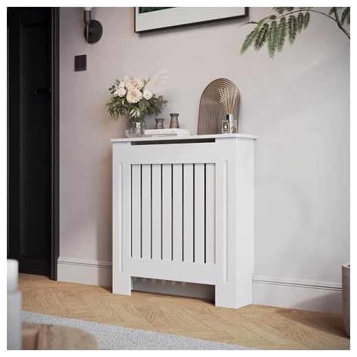 SIRHONA - Cubierta radiador, mamparo vertical, MDF lacado blanco, 78 x 19 x 81,5 cm, se puede colocar decoraciones, adecuadas para el salón, el dormitorio, el pasillo