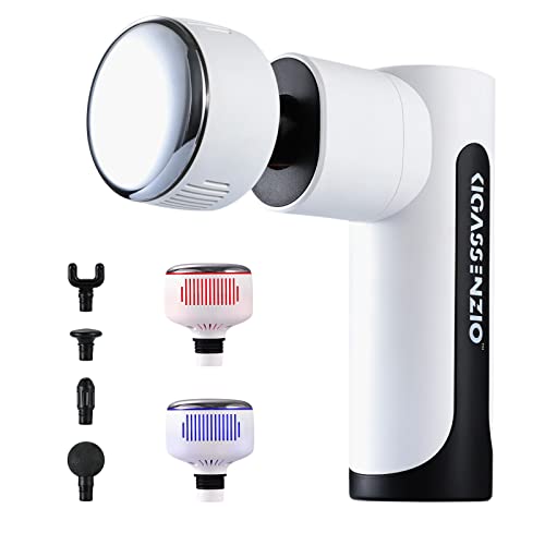 KIGASSENZIO Percussion Massage Gun Deep Tissue, Muscle Massage Gun with Heat and Cool for Whole Body Back Pain Relief, Powerful Electric Heated Massager Gun