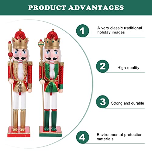 Gatuida Nutcracker Christmas Decor, 2Pcs Wooden Nutcracker Figures Large King Nutcrackers Christmas Decorations, Traditional Wood Nutcracker Décor For Festive Xmas Birthday Party Home Tables Shelves #TOP3