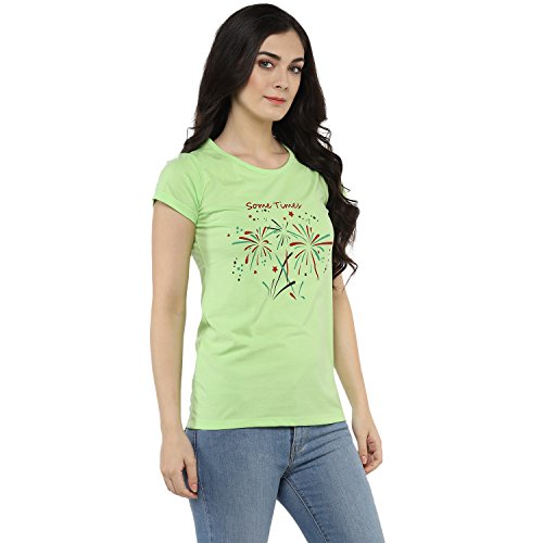 Image of Modeve Women Printed Cotton Blend Half Sleeve Round Neck T-Shirt for Summer