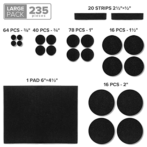 image for Felt Furniture Pads 235 PCS X-Protector! Huge Quantity of Black Furnit