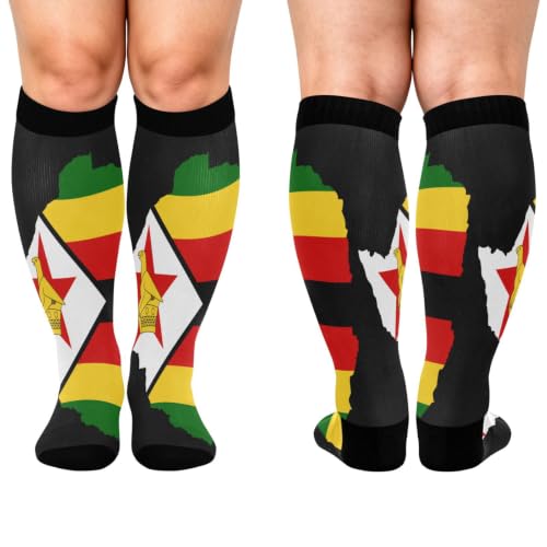 GuoChe Plus Size sports compression stockings Zimbabwe National Pride Flag