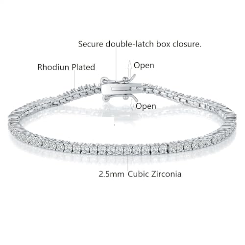 Gemsme Tennis Bracelet,Thin White/Yellow Gold Plated Cubic Zirconia Tennis Bracelet for Women 6-8 Inches2