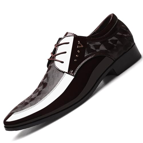Image of Men's Vintage Elegant Patent Leather Dress Shoes Lace-up Formal Business Oxfords Wedding Prom
