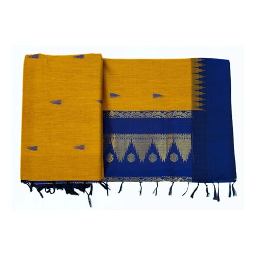 Image of Pure Kalyani Cotton Saree | Zari Border & Blouse Piece - Lata Gadwal Design | Traditional Saree