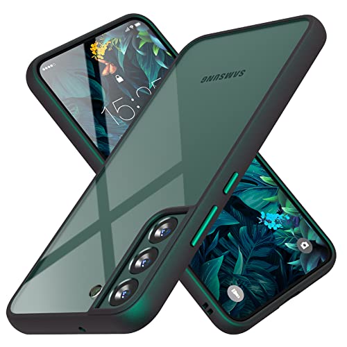 MATEPROX Compatible with Samsung Galaxy S22 Plus Case, Clear Thin Slim Crystal Transparent Shockproof Bumper Cover for Samsung S 22+ 5G (2022)-Pine Green