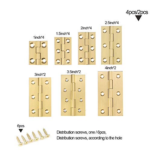 YOFASEN Messing Scharniere - Kupfer Faltstoß Scharniere Scharniere Klein Schrankscharnier Tür Schublade Scharniere mit Schrauben, Gold, 1 Zoll(25x20x1.2mm) - 4pcs