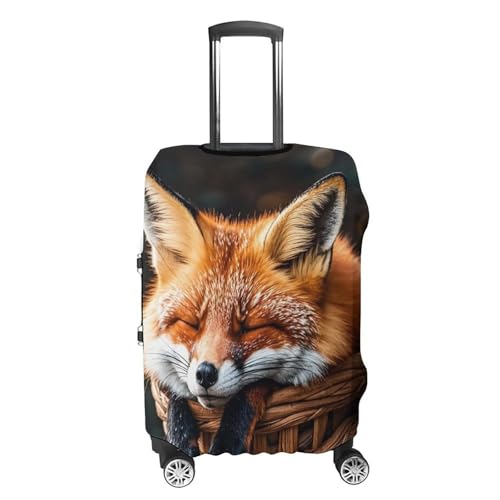Funny Fox Creature Sleeping Luggage Cover, Washable Elastic Suitcase Cover Protector Fit 18-32 Inch Luggage4