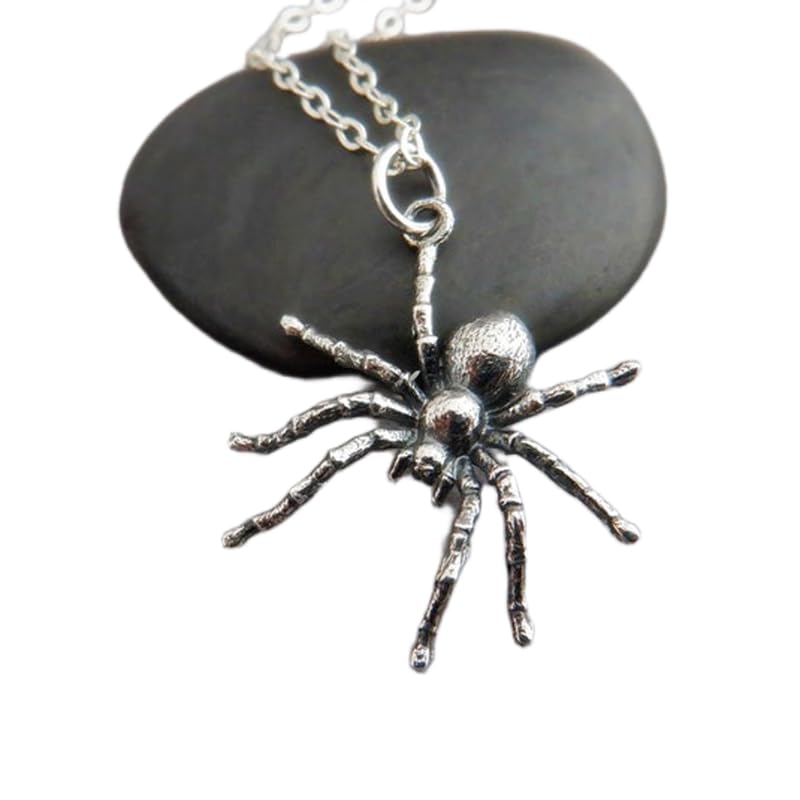 Collier araignée argent sterling 925 pendentif tarentule réaliste breloque