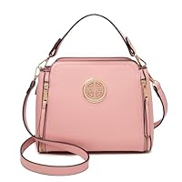 Miss Lulu Handbags for Women Cross Body Bag Girls Fashion Shoulder Bag PU Leather Top Handle (Pink)